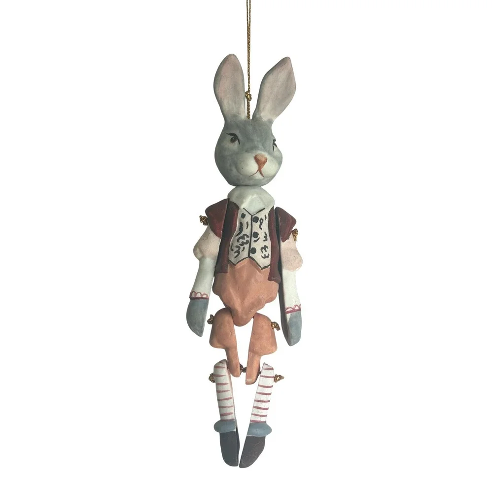 VTG Hand Painted Marionette Ceramic Rabbit Ornament‎ Storybook Hare Philippines